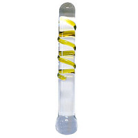 8 inch Glass Yellow Spiral Dildo